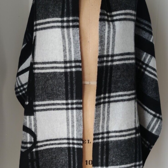 NWT Unisex ALLSAINTS Logo Reversible Plaid Scarf 100% Wool - Picture 4 of 12